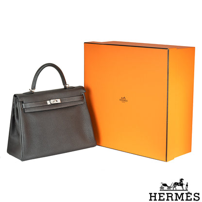 Hermès Kelly II Retourne 35CM Graphite Veau Taurillon Clemence Phw