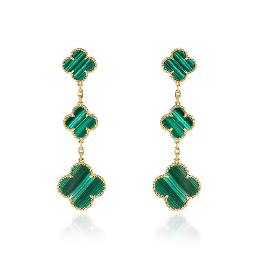 Van Cleef & Arpels Yellow Gold Malachite Magic Alhambra Earrings VCARO2AG00