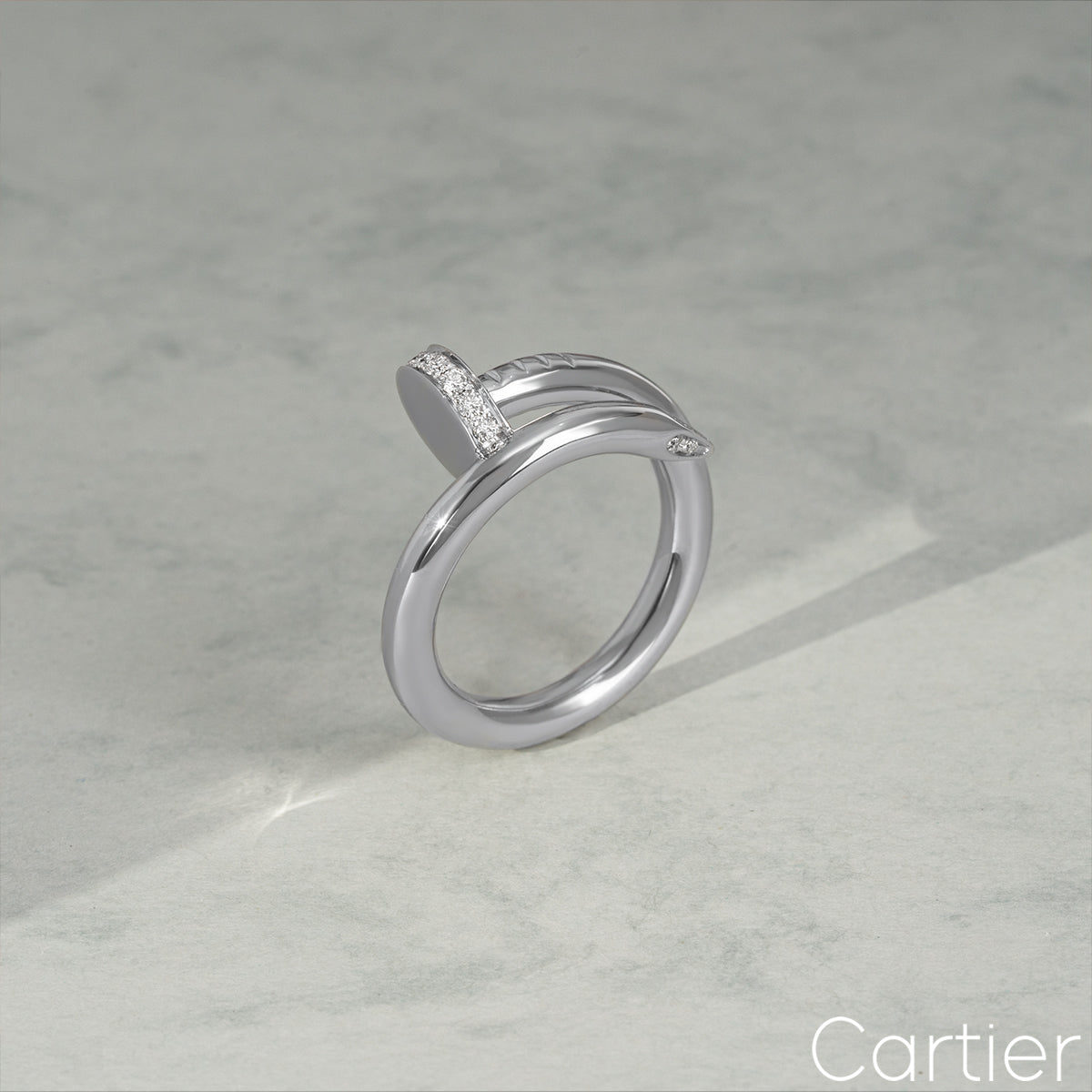 Cartier White Gold Diamond Juste Un Clou Ring Size 49 B4092700