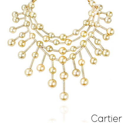 Cartier Yellow Gold Diamond And Golden South Sea Pearl Necklace CRHP700456