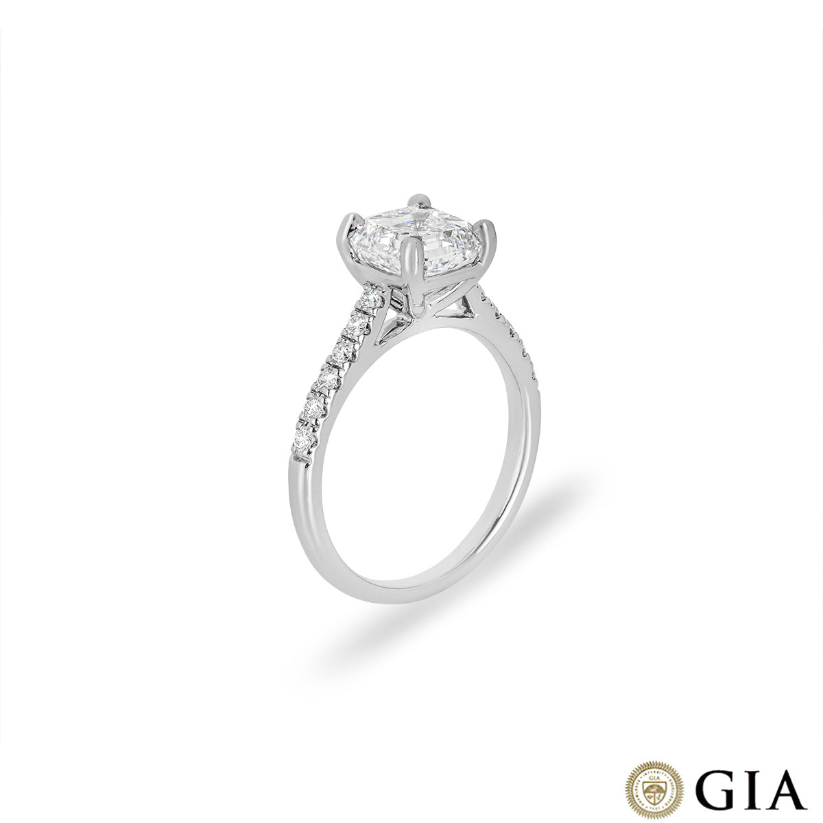 White Gold Asscher Cut Diamond Ring 2.40CT G/VS1