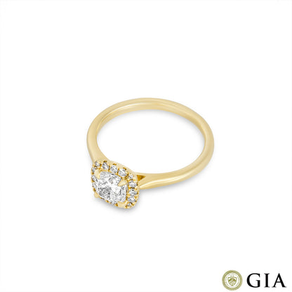 Yellow Gold Cushion Cut Diamond Ring 0.71CT I/SI1