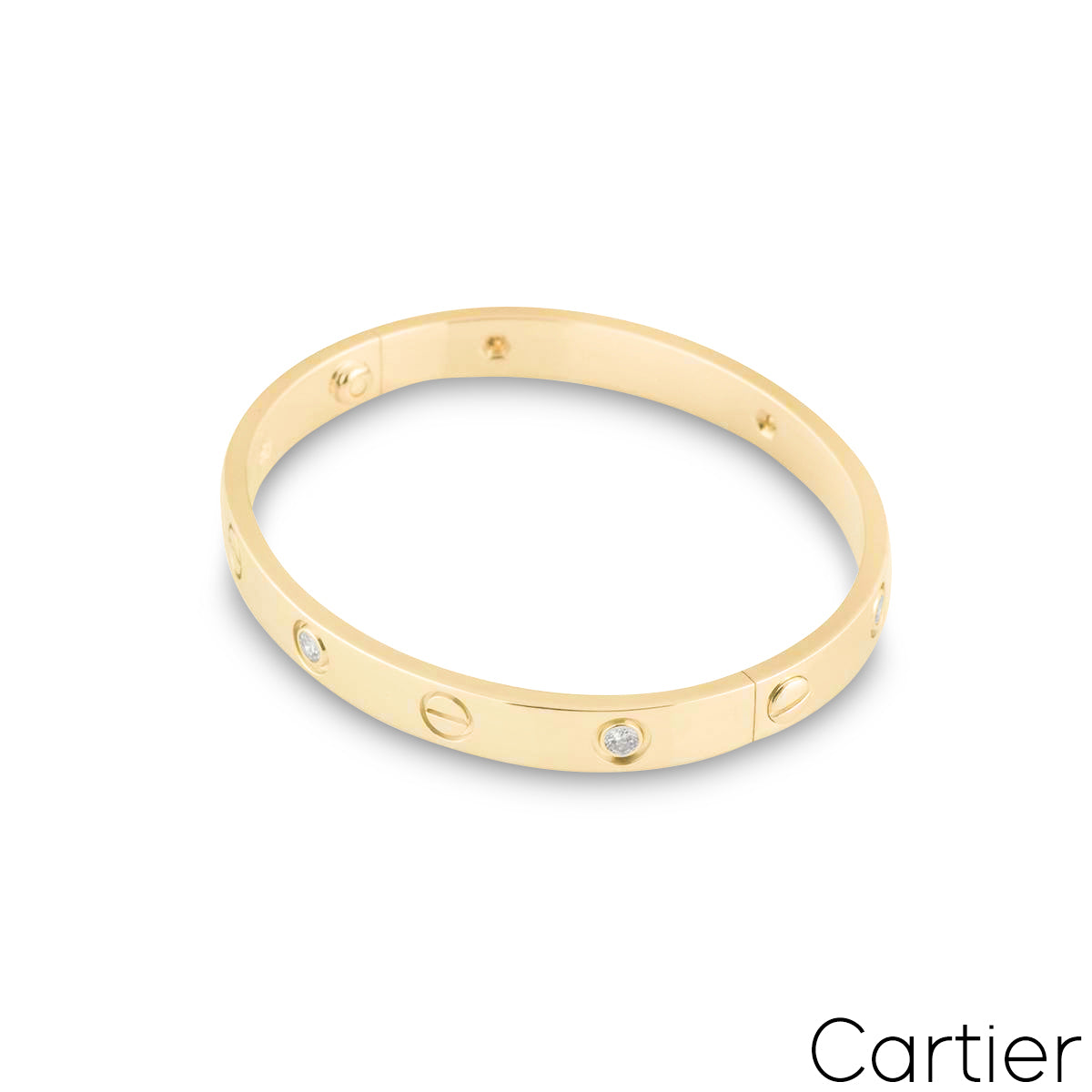 Cartier Yellow Gold Half Diamond Love Bracelet Size 16 B6035916