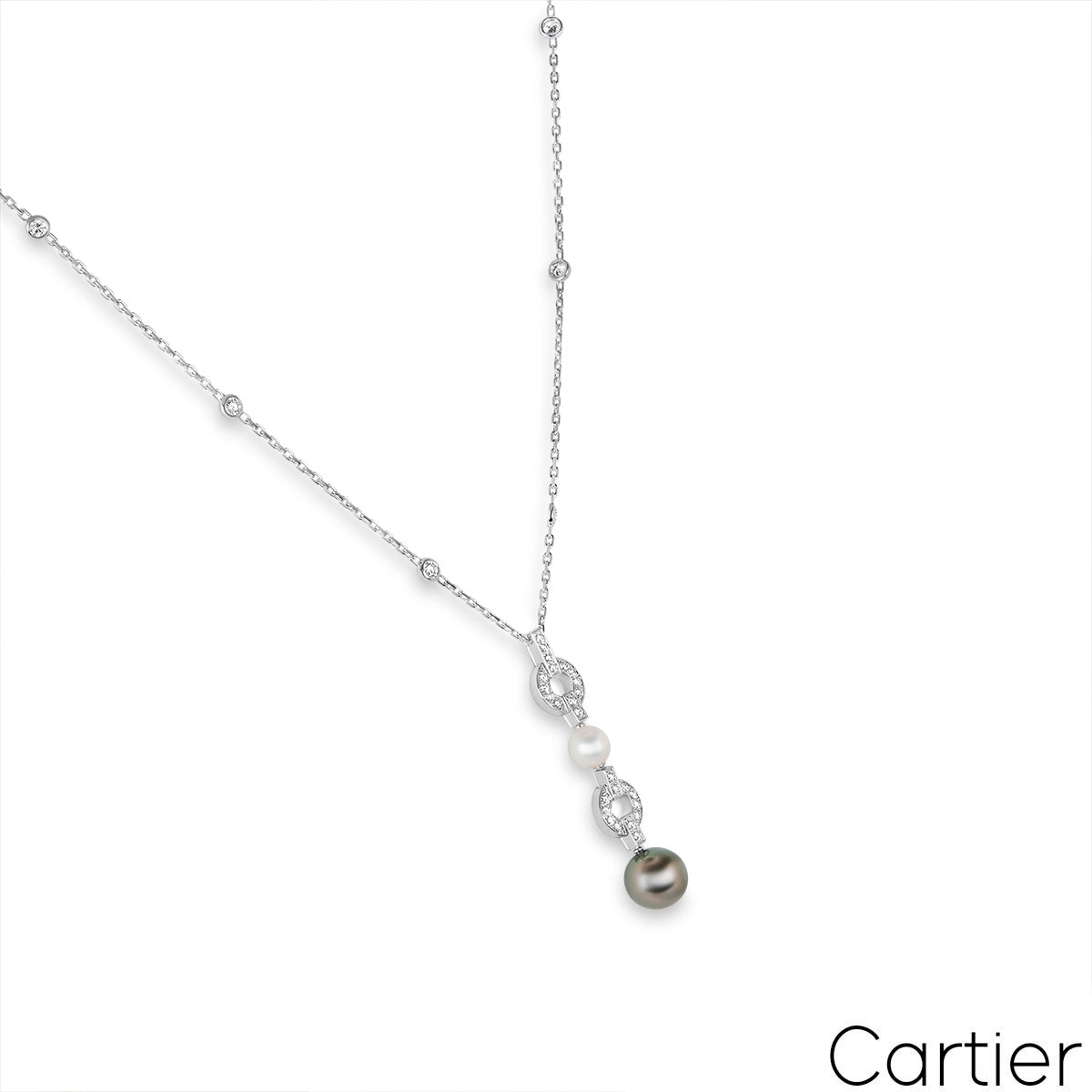 Cartier White Gold Pearl & Diamond Himalia Necklace