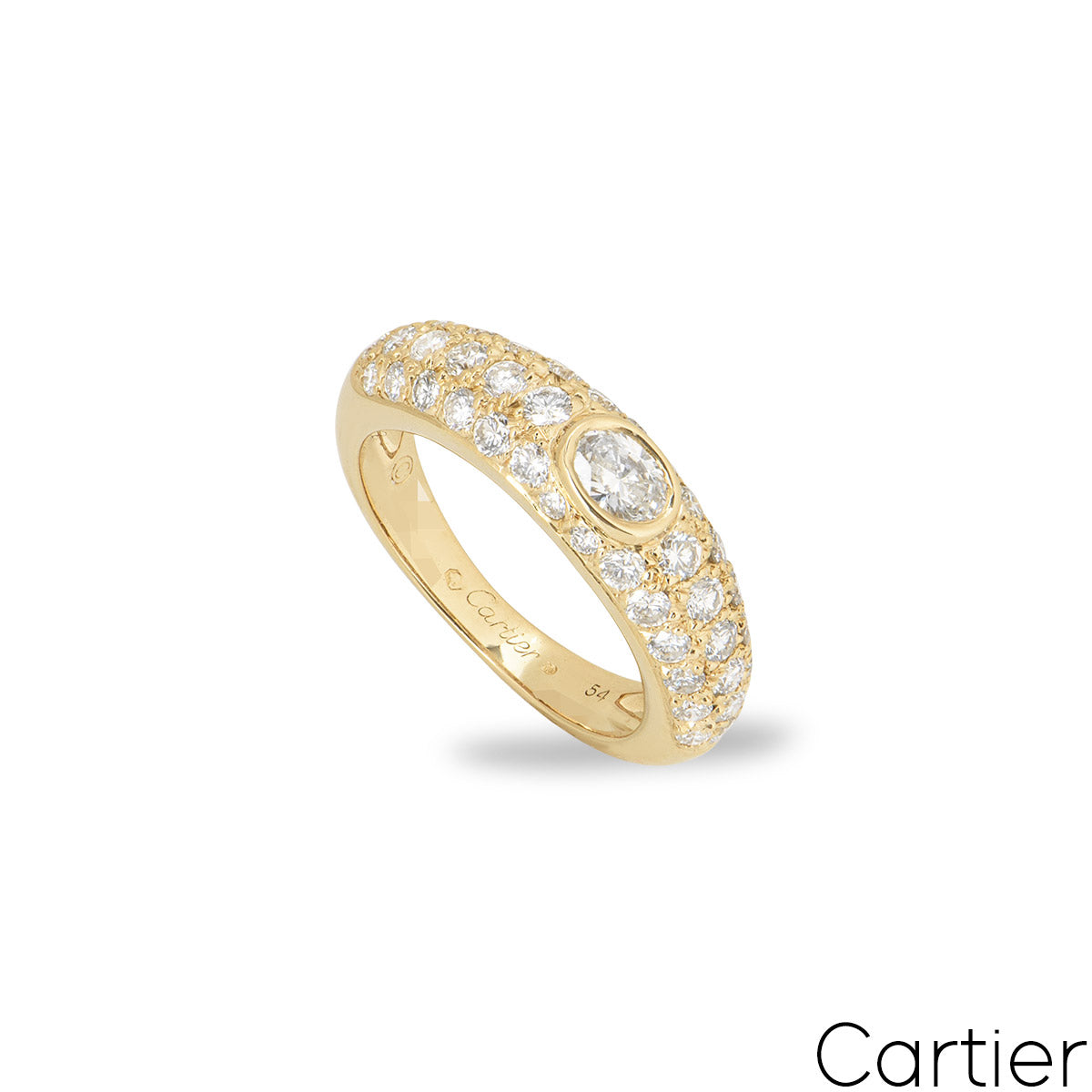 Cartier Yellow Gold Diamond Mimi Ring Size 54