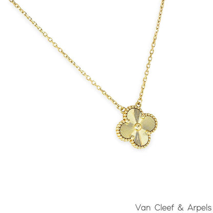 Van Cleef & Arpels Yellow Gold Guilloche Vintage Alhambra Necklace VCARP4KL00