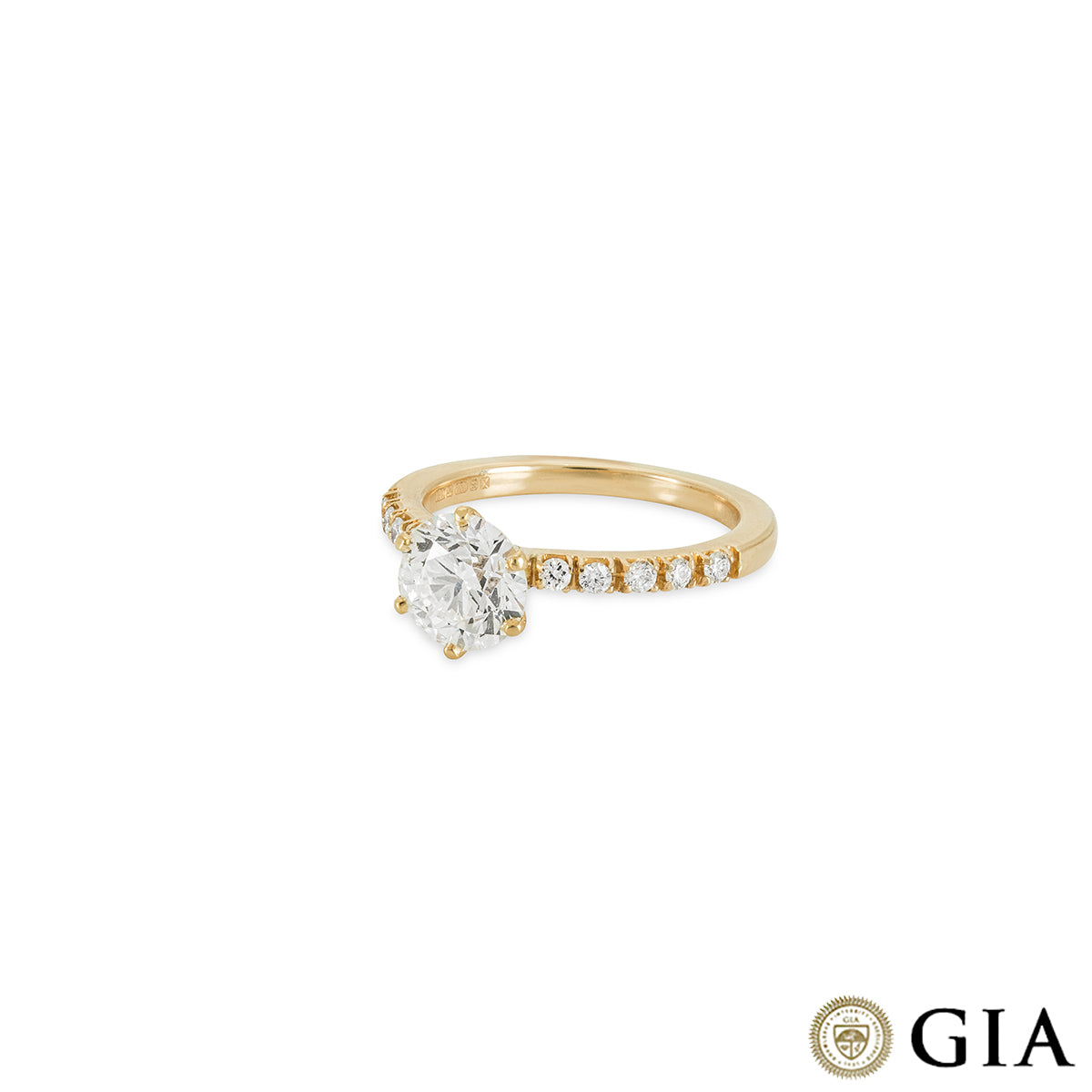 Yellow Gold Round Brilliant Cut Diamond Ring 1.57CT G/VS2