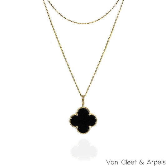 Van Cleef & Arpels Gold Onyx Magic Alhambra Necklace VCARO49M00