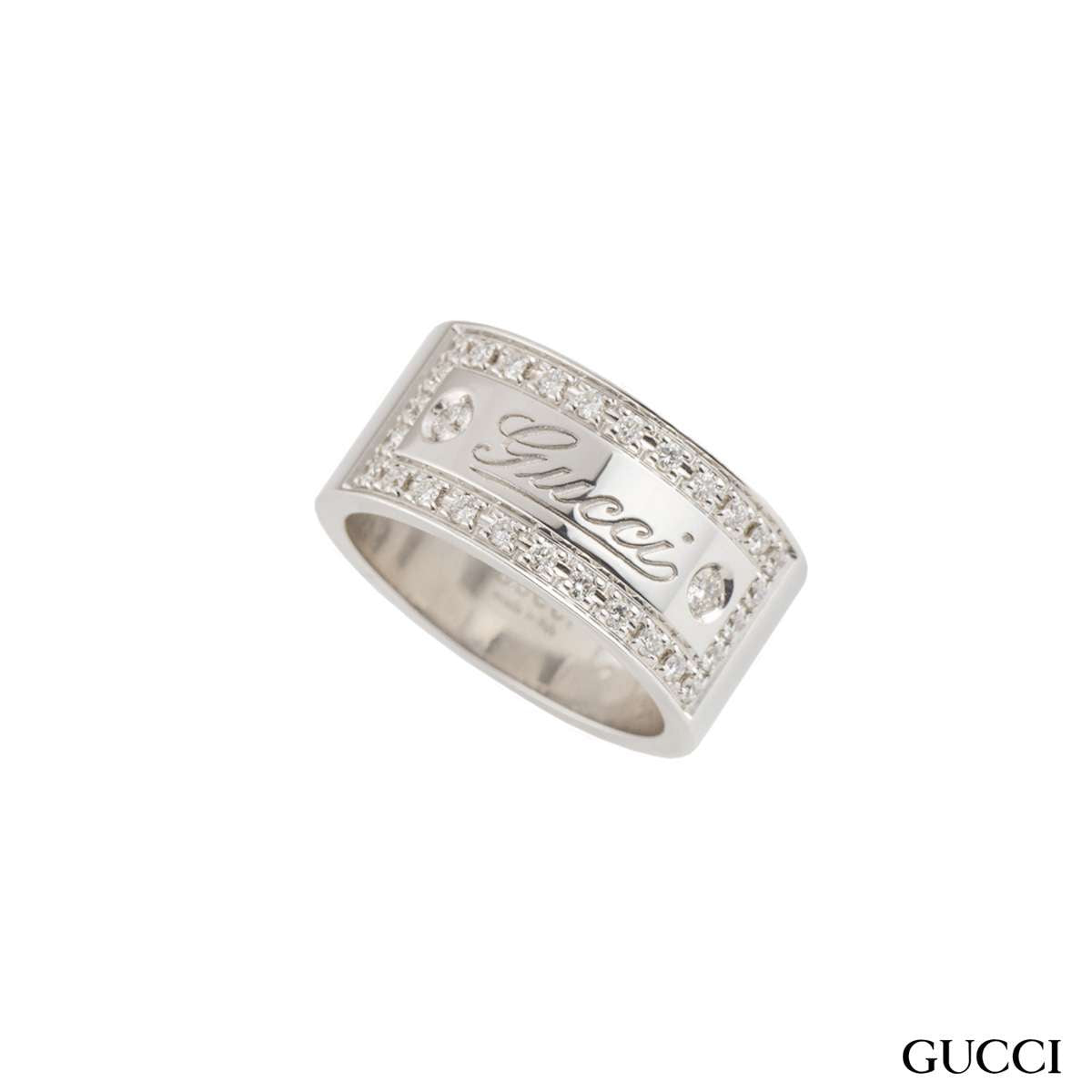 Gucci White Gold Diamond Band Ring