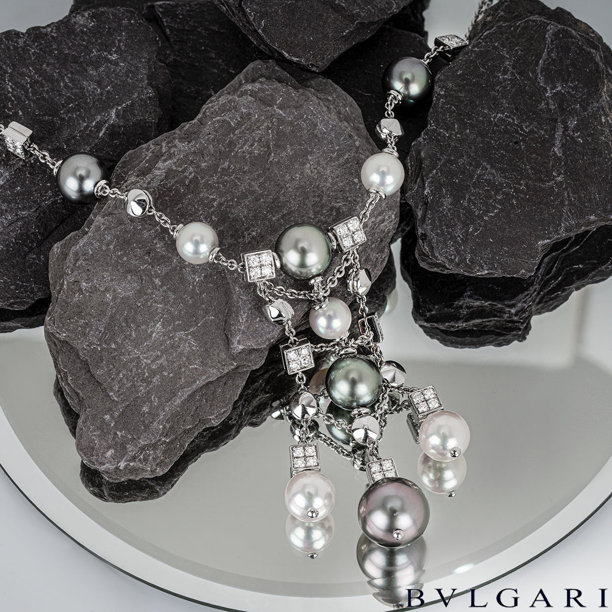 Bvlgari White Gold Pearl & Diamond Lucea Necklace