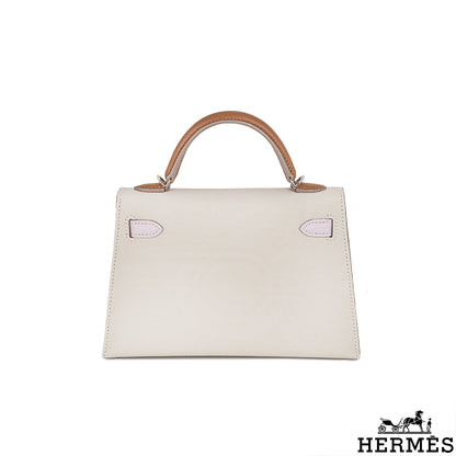 Hermès Kelly Mini II Tricolore Verso Craie/mauve Pale/gold Veau Epsom Phw