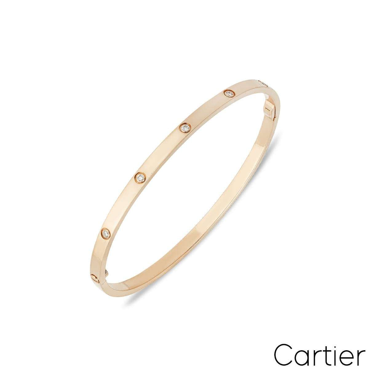 Cartier Rose Gold Full Diamond Love Bracelet Sm Size 17 B6047917