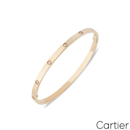 Cartier Rose Gold Full Diamond Love Bracelet Sm Size 17 B6047917