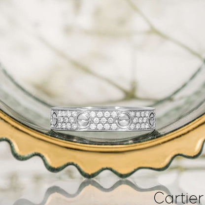 Cartier White Gold Pave Diamond Wedding Love Ring Size 54 B4083400