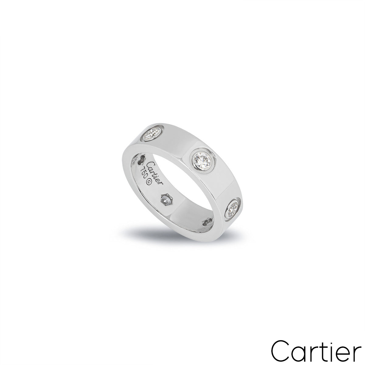 Cartier White Gold Full Diamond Love Ring Size 49 B4026000