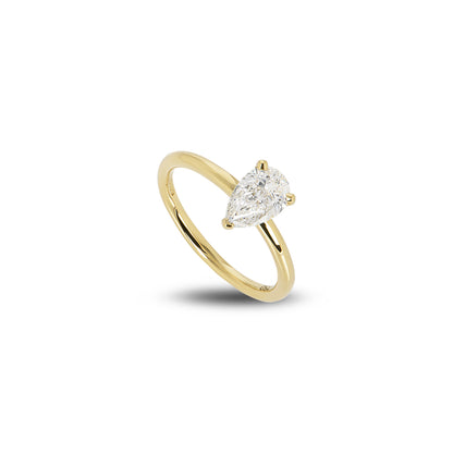 Yellow Gold Pear Cut Diamond Ring 1.00CT G/SI1