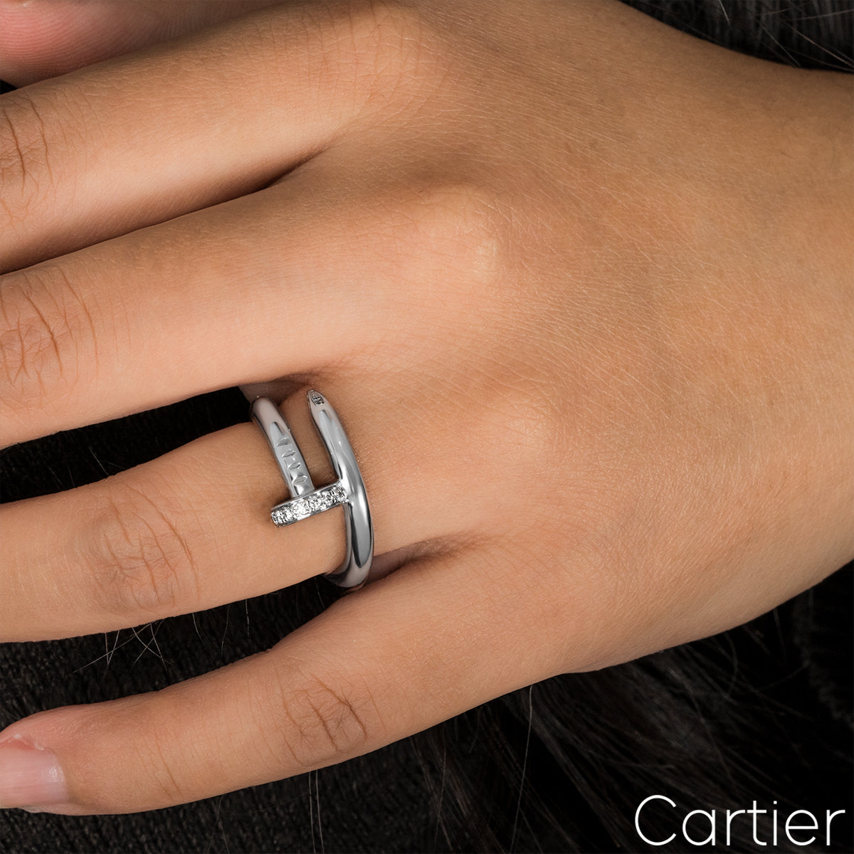 Cartier White Gold Diamond Juste Un Clou Ring Size 49 B4092700