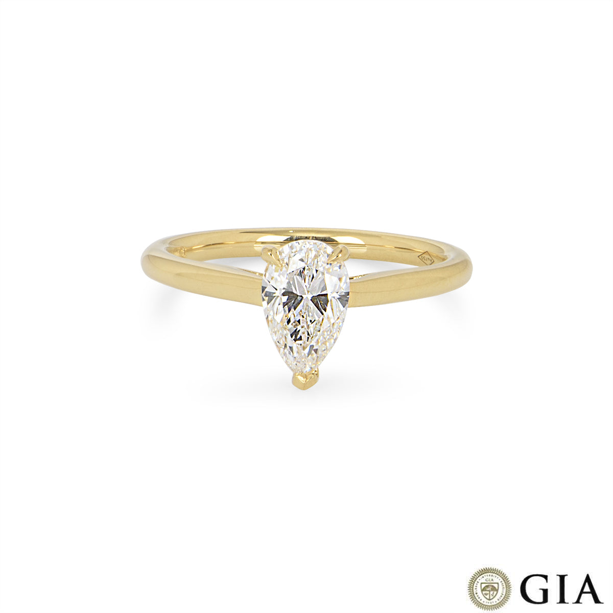 Yellow Gold Pear Cut Diamond Ring 0.90CT F/VVS1