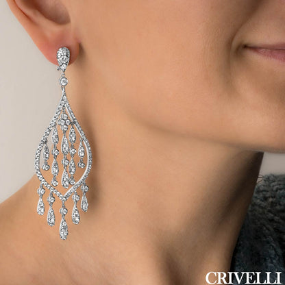 Crivelli White Gold Diamond Chandelier Earrings 7.30CT