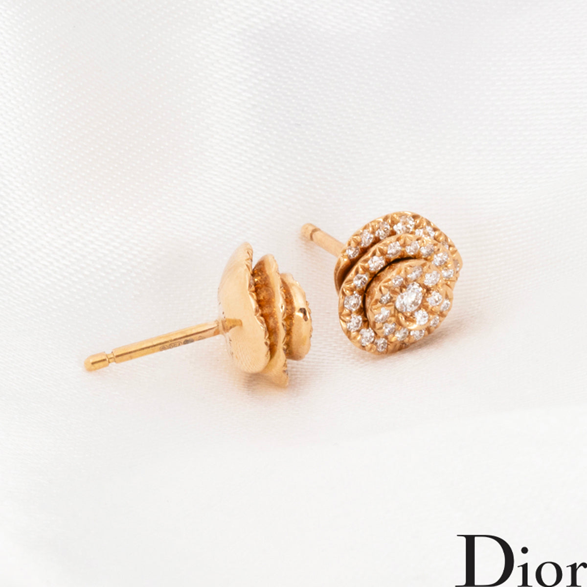 Dior Pink Gold Small Rose Dior Couture Diamond Earrings JRC095008