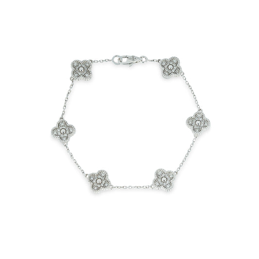 Van Cleef & Arpels White Gold Diamond Sweet Alhambra 5 Motif Bracelet VCARO85700