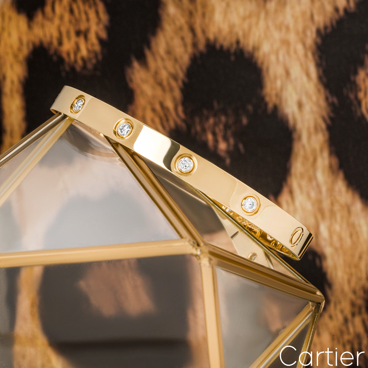 Cartier Yellow Gold Full Diamond Love Bracelet Size 16 B6040516