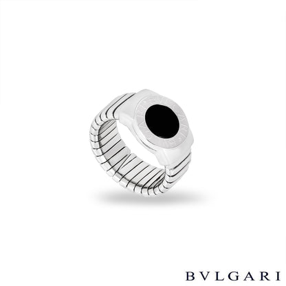 Bvlgari Bvlgari White Gold Onyx Tubogas Ring