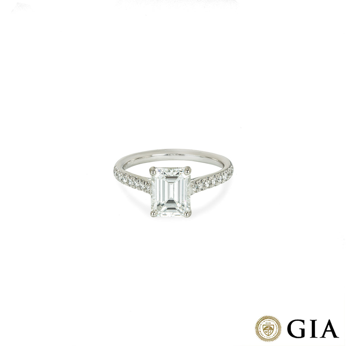 Platinum Emerald Cut Diamond Ring 2.01CT E/SI1