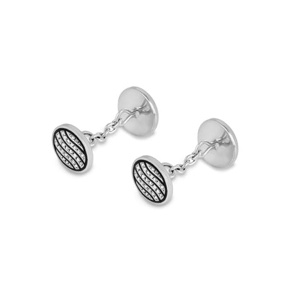 White Gold Diamond & Enamel Cufflinks