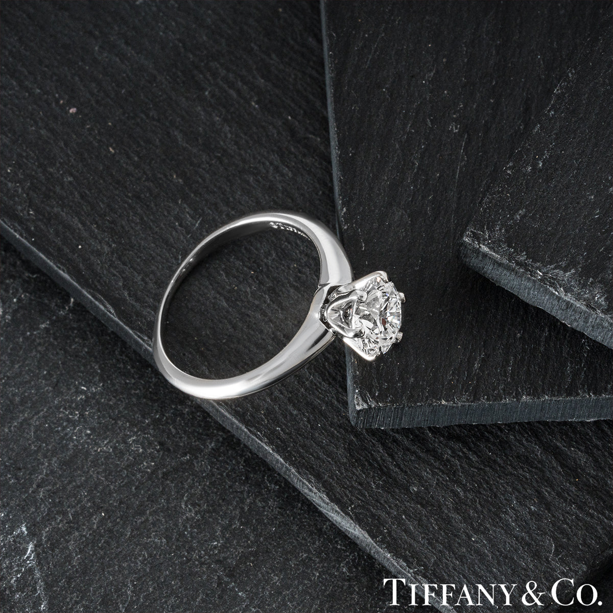 Tiffany & Co. Platinum Round Brilliant Cut Diamond Setting Ring 1.18CT D/VS1 Xxx