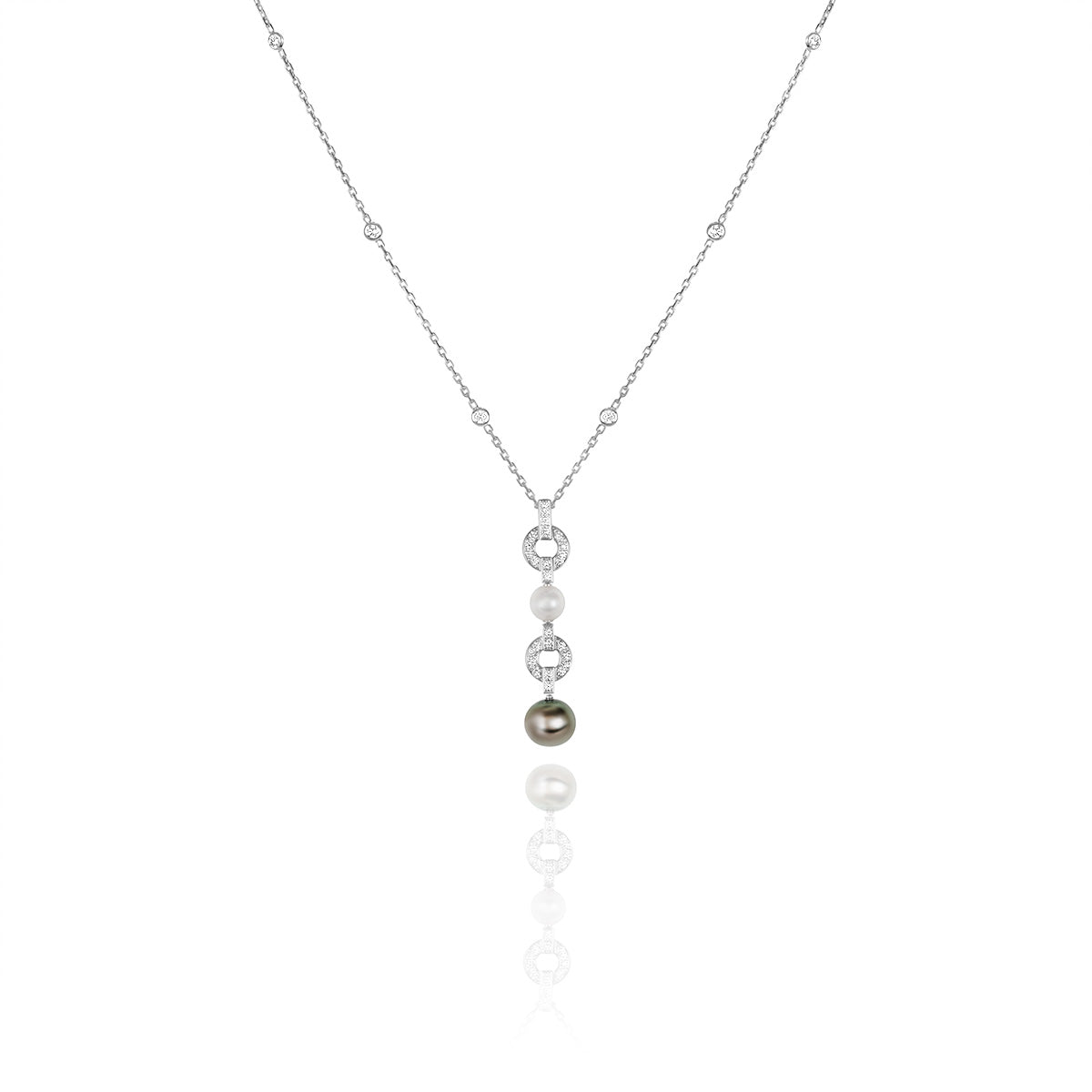 Cartier White Gold Pearl & Diamond Himalia Necklace