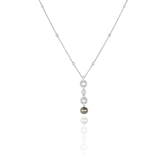 Cartier White Gold Pearl & Diamond Himalia Necklace