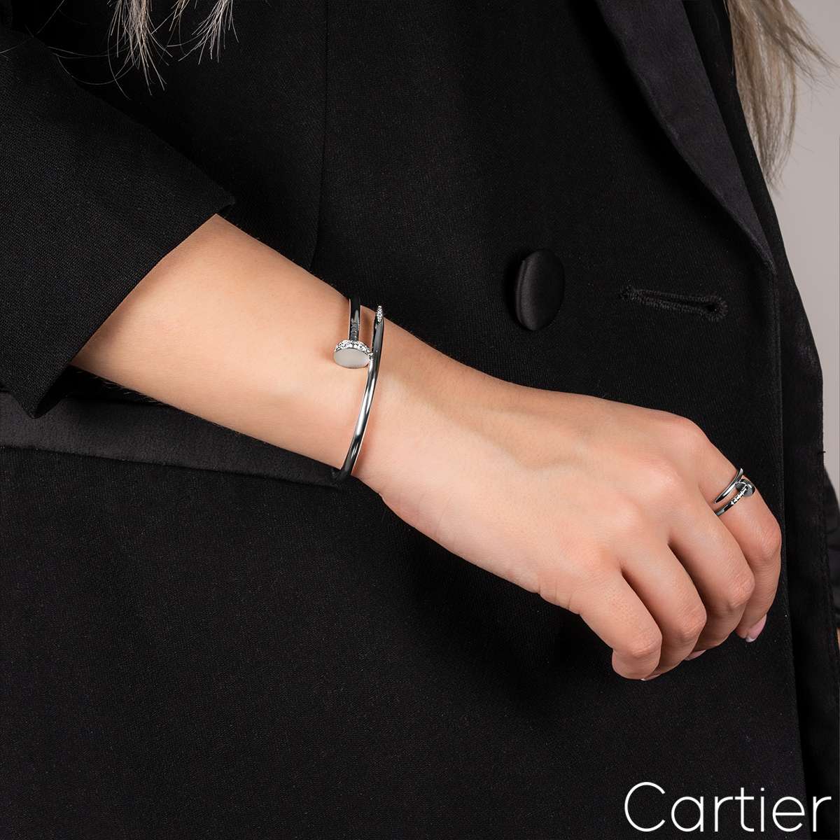 Cartier White Gold Diamond Juste Un Clou Bracelet Size 17 B6048717