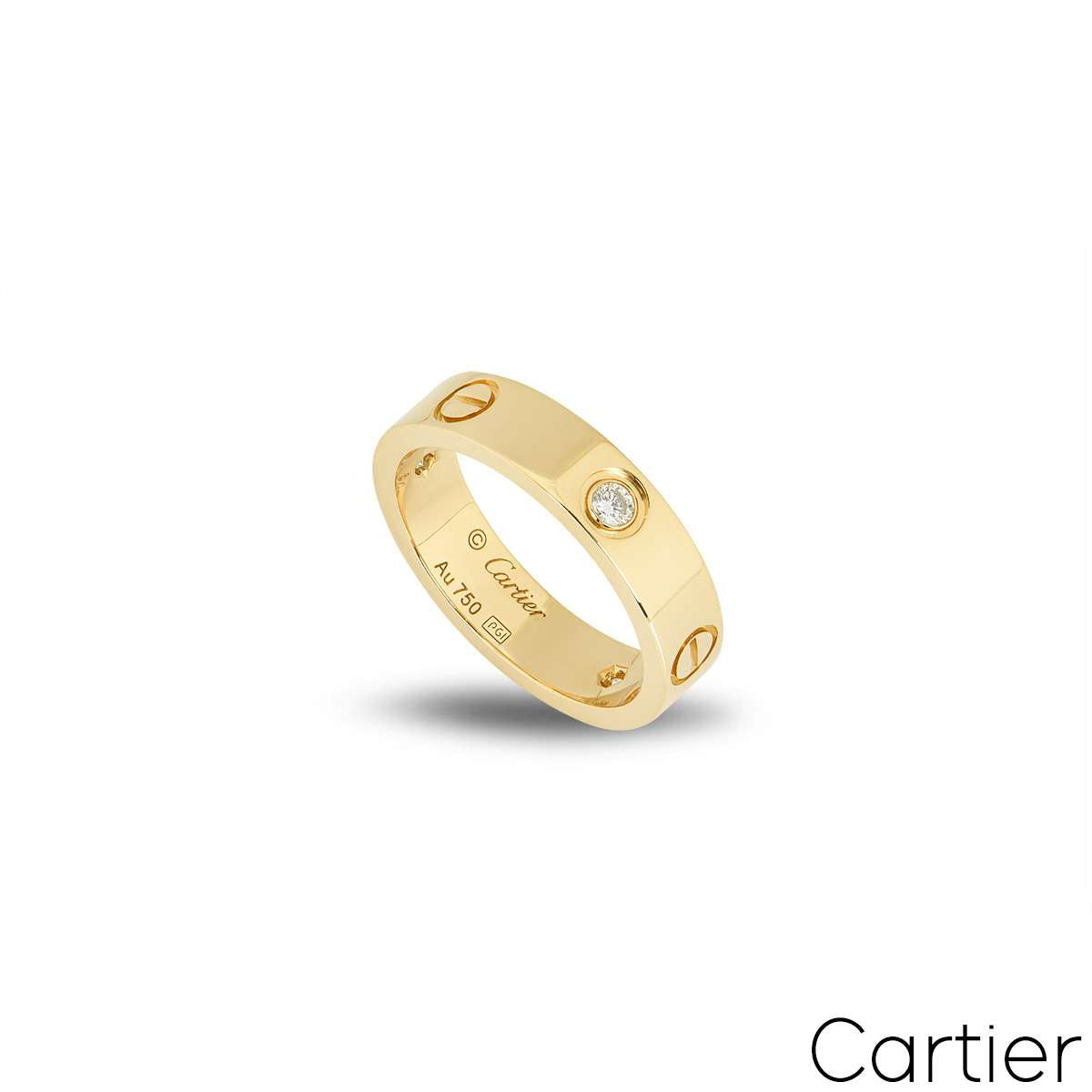 Cartier Yellow Gold Half Diamond Love Ring Size 49 B4032400