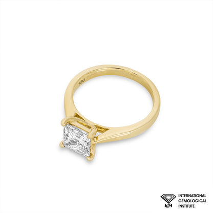 Yellow Gold Princess Cut Lab Grown Diamond Ring 1.56CT G/VS1