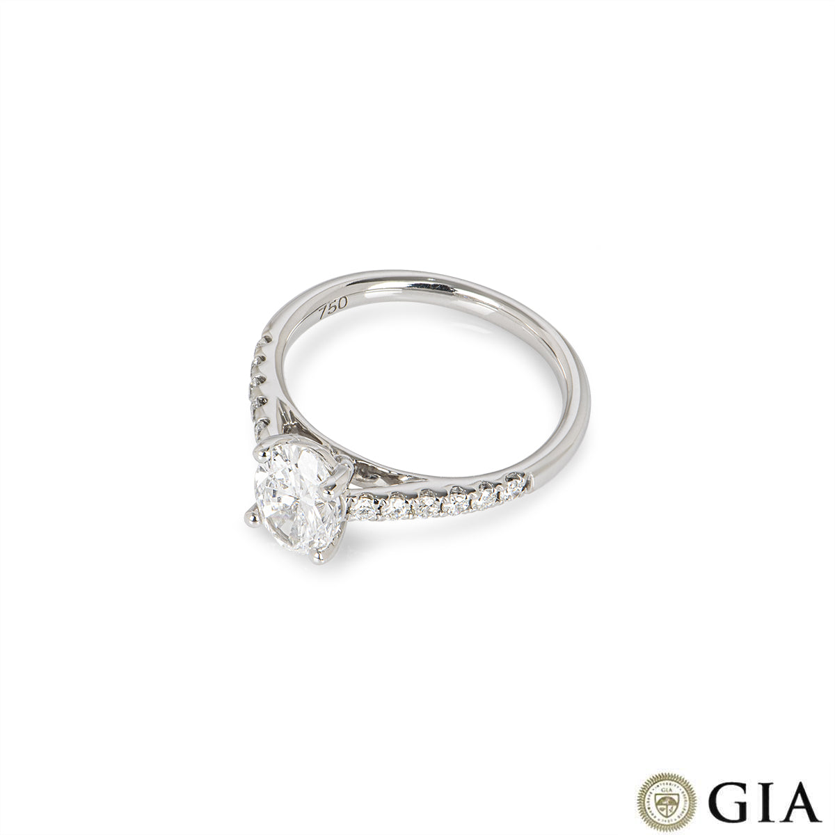 White Gold Oval Cut Diamond Ring 1.00CT D/SI1