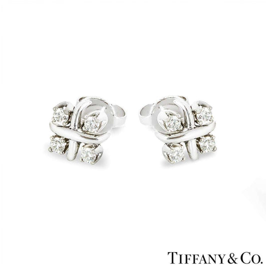 Tiffany & Co. Platinum Diamond Schlumberger Lynn Earrings 0.29 Tdw 60108173