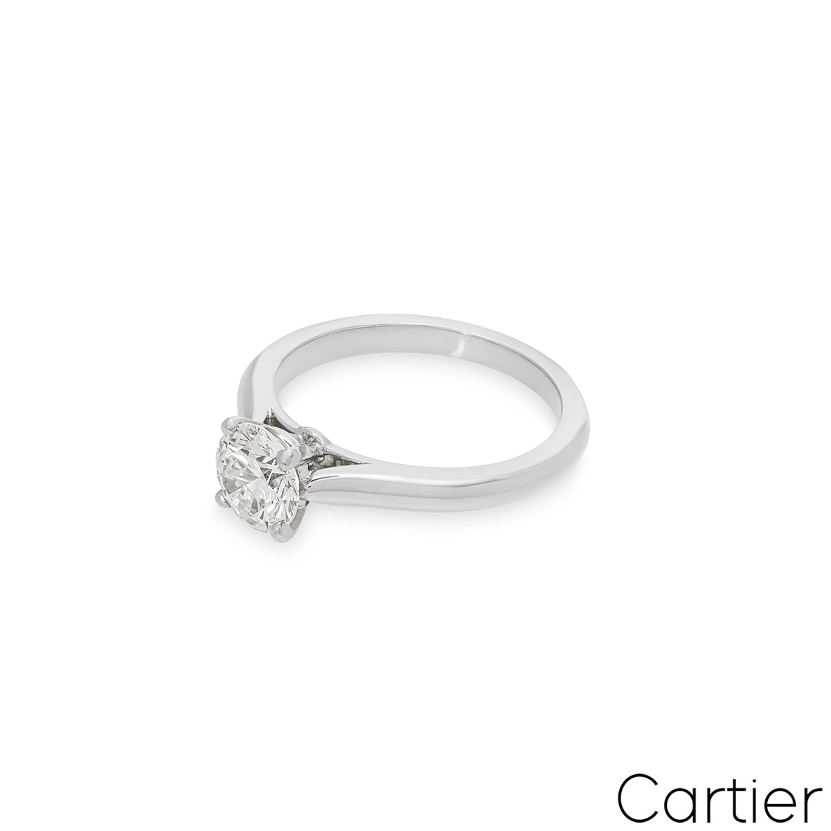 Cartier Platinum Round Brilliant Cut Diamond Solitaire 1895 Ring 1.21CT F/VVS1 Xxx