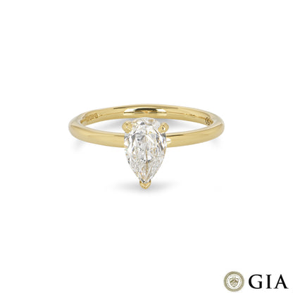 Yellow Gold Pear Cut Diamond Ring 1.00CT G/SI1