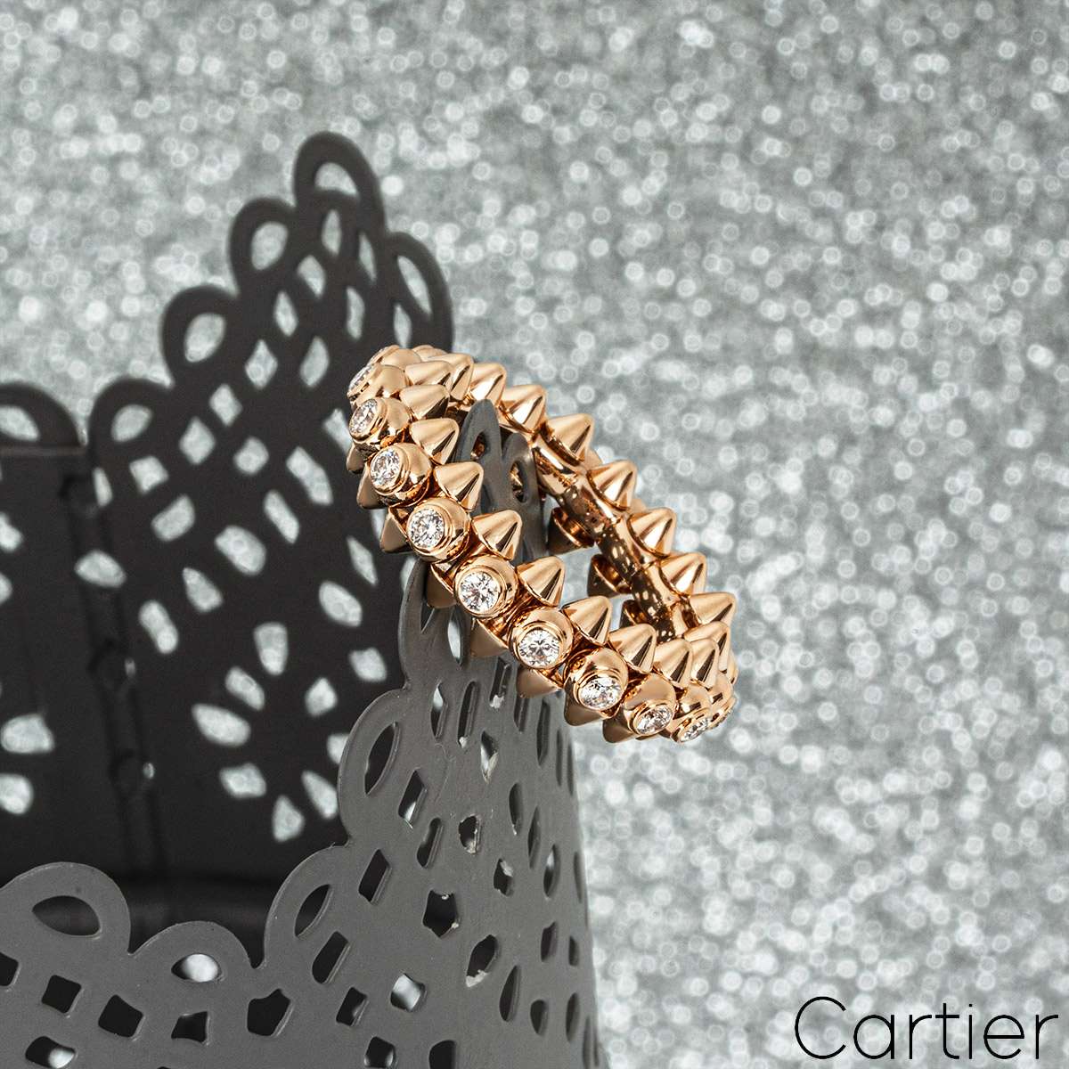 Cartier Rose Gold Diamond Clash De Cartier Ring Size 53 N4765400