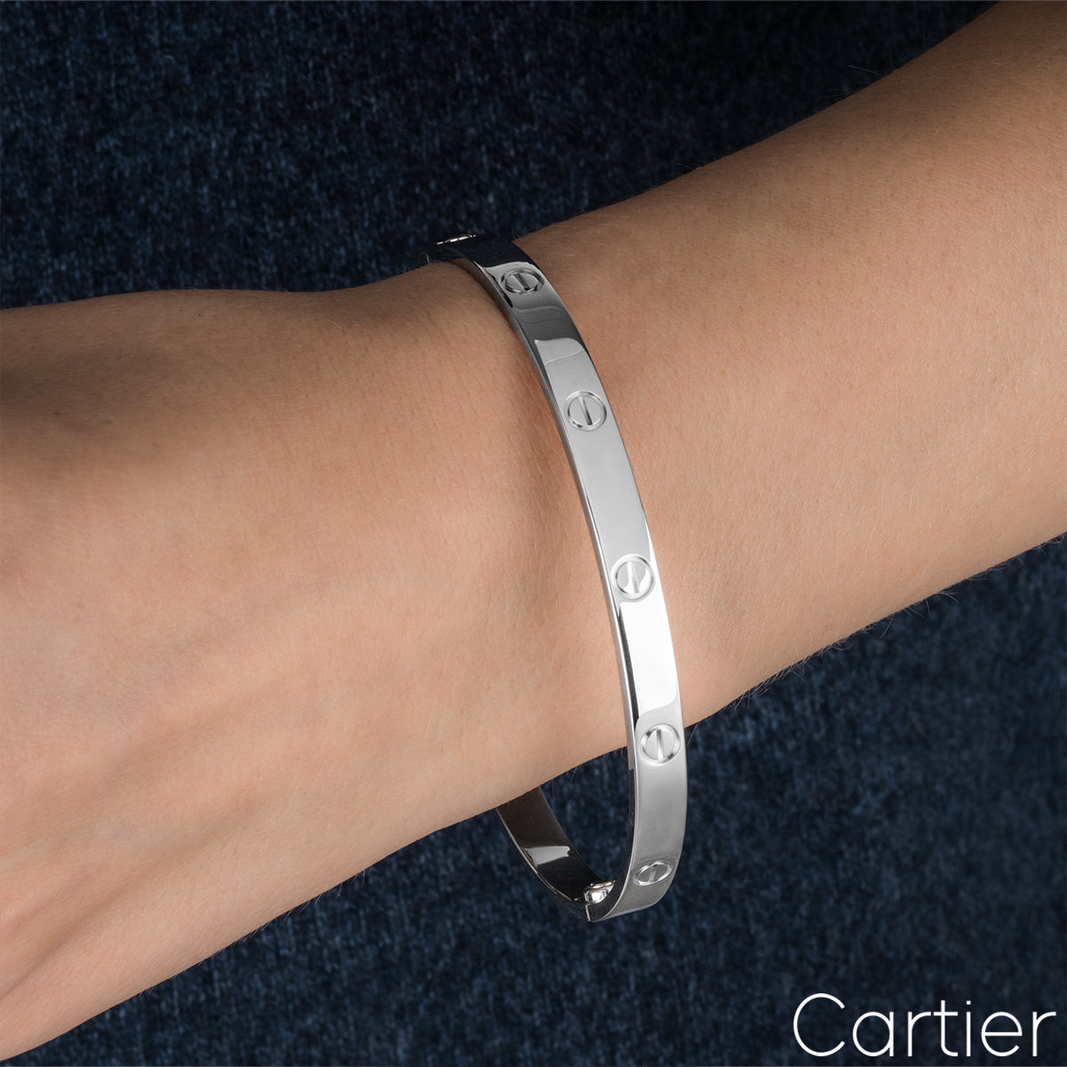 Cartier White Gold Plain Love Bracelet Size 21 B6035421