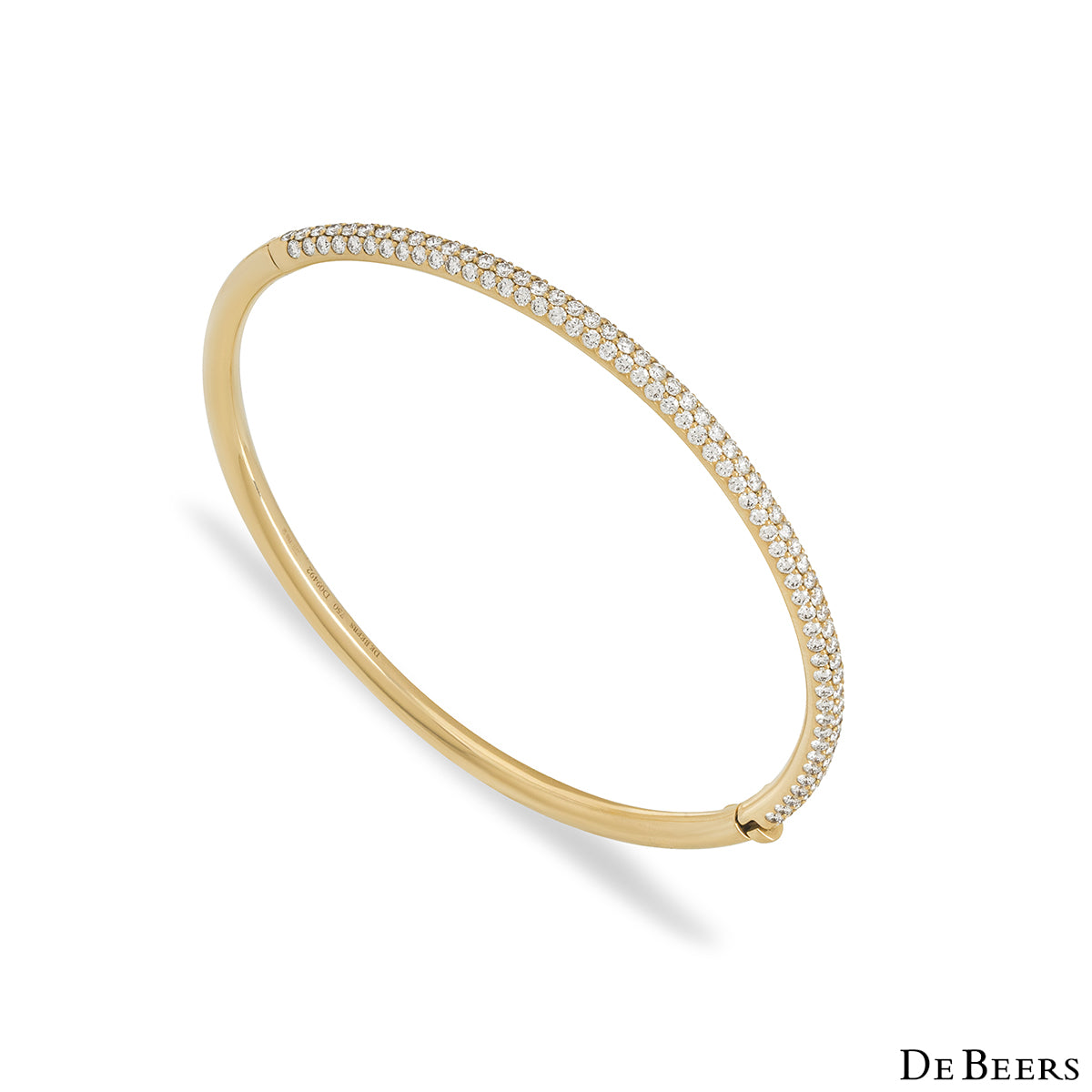 De Beers Rare Yellow Gold Classic Diamond Three Row Bangle