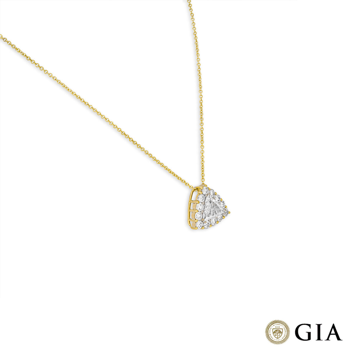 Yellow Gold Trillion Cut Diamond Pendant 1.00CT F/SI2