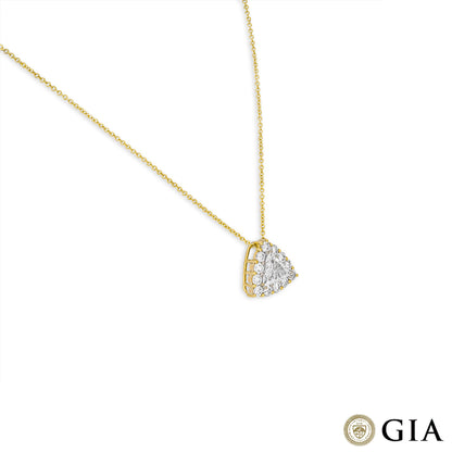 Yellow Gold Trillion Cut Diamond Pendant 1.00CT F/SI2