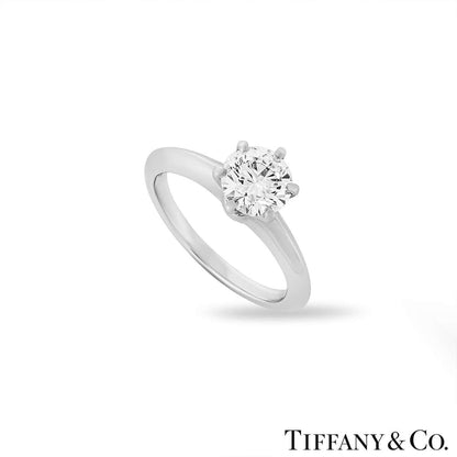 Tiffany & Co. Platinum Round Brilliant Cut Diamond Setting Ring 1.01CT D/VS1