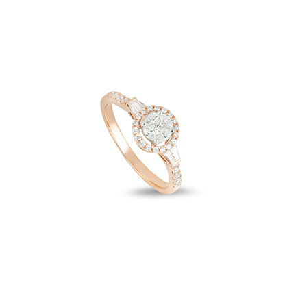 Rose Gold Diamond Cluster Ring 0.54CT