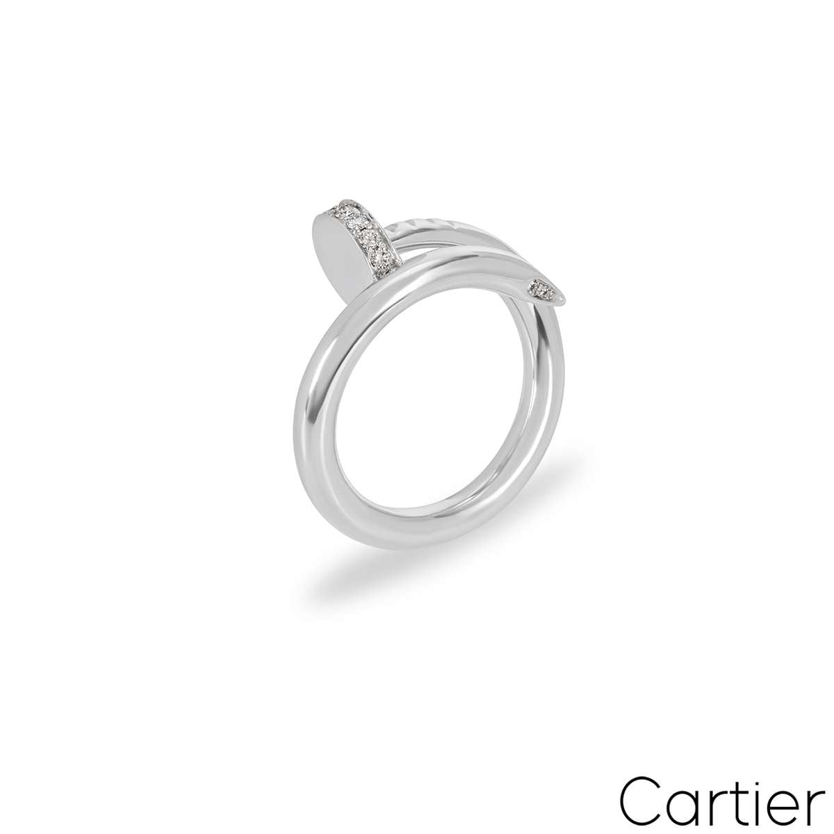 Cartier White Gold Diamond Juste Un Clou Ring Size 51 B4092700