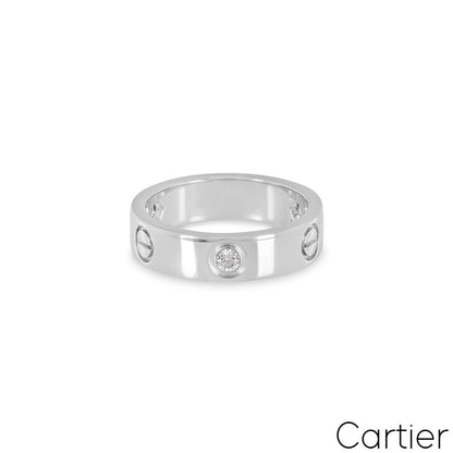 Cartier White Gold Half Diamond Love Ring Size 56 B4032500