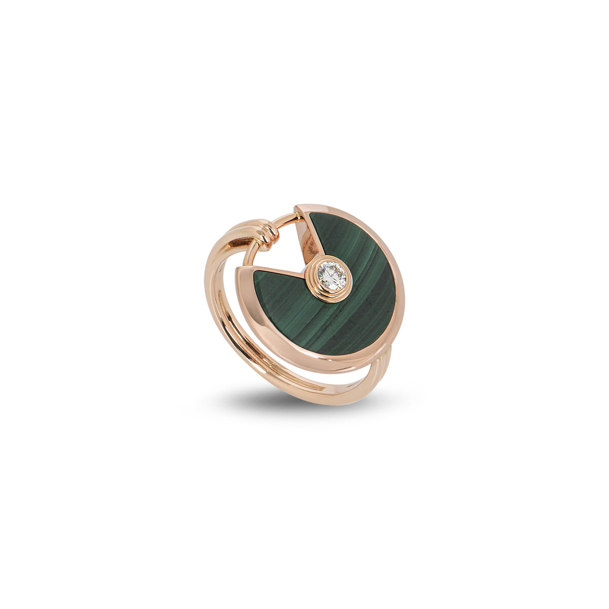 Cartier Rose Gold Malachite Amulette De Cartier Ring