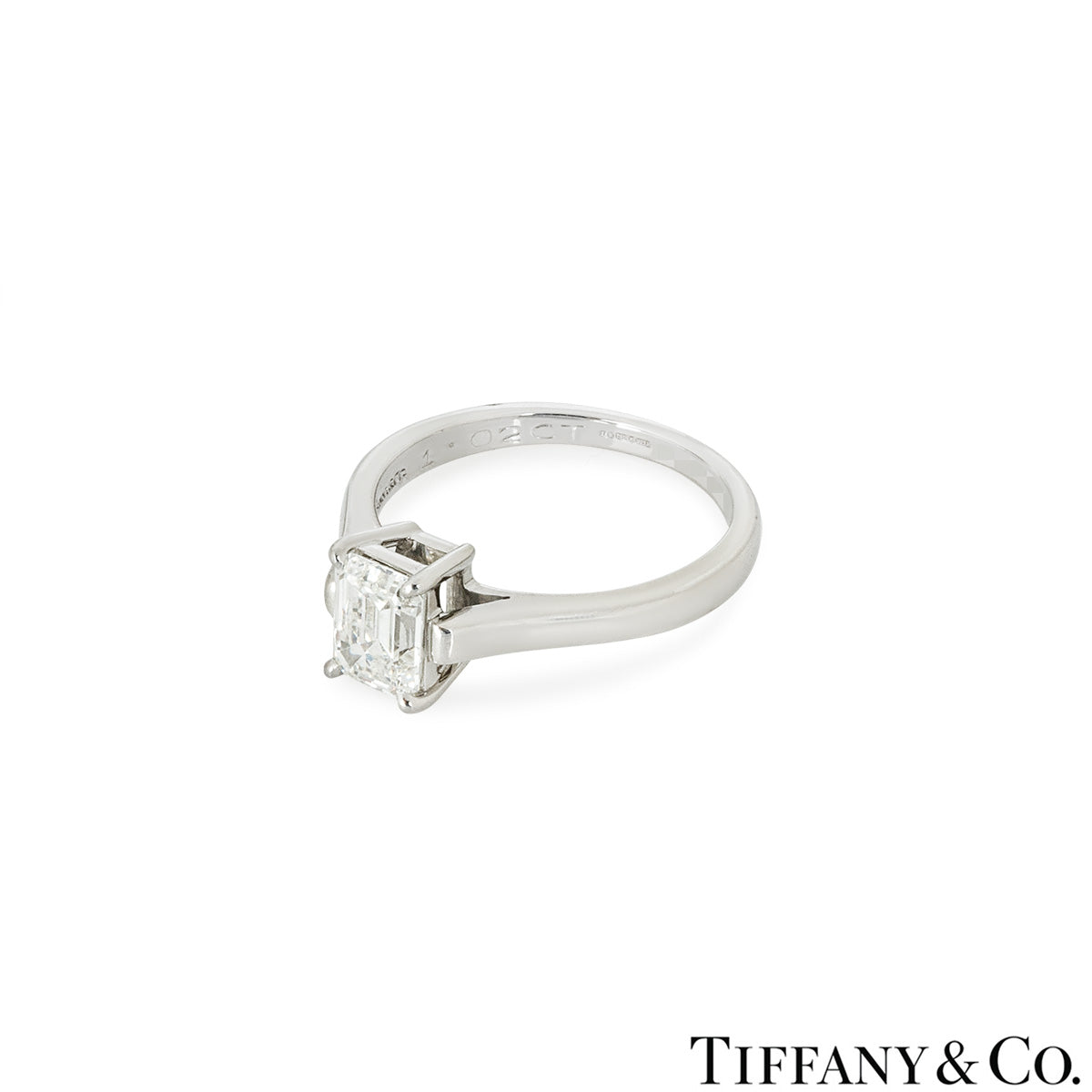 Tiffany & Co. Platinum Emerald Cut Diamond Ring 1.02CT I/VVS2